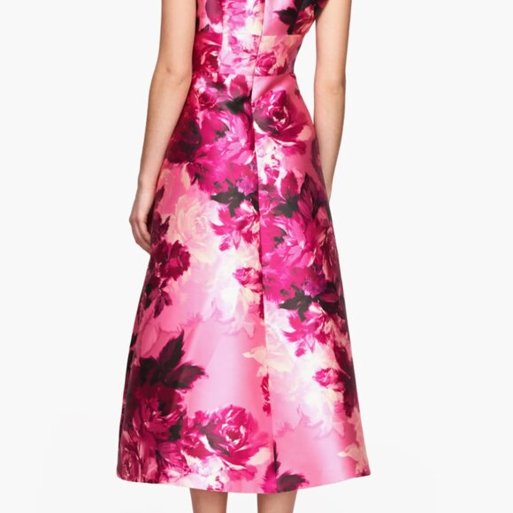 Kay Unger Tierney Floral Tea-Length Dress - Picture 4 of 11